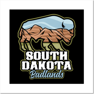 South Dakota Badlands Buffalo Roam Posters and Art